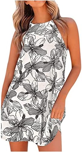 Lcziwo נשים טוניקה שמלה קצרה רצועות ספגטי ללא שרוולים שמלות מיני חוף בוהו שמלות דפוס פרחים קיץ שמלה מזדמנת