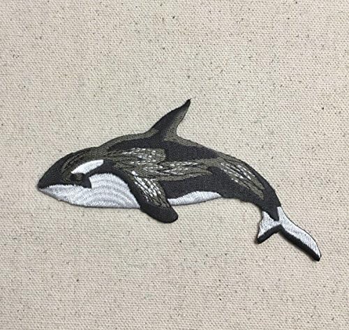 אורקה - לוויתן רוצח - חיה של אוקיינוס ​​שחור/לבן - ברזל רקום על תיקון