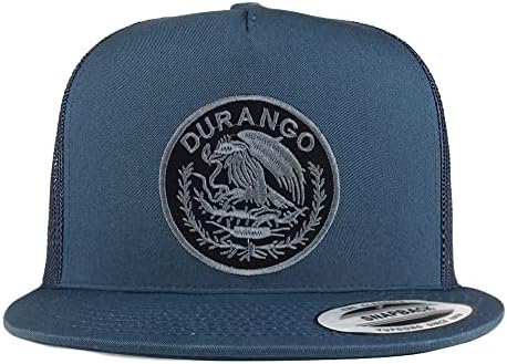 חנות הלבשה אופנתית גדולה יותר על XXL Durango Mexico Patch 5 PANEL FLATBILL TRUCKER CAP