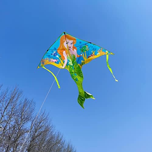 Kaidenic 2 Pack עפיפונים פרפר ורוד ועפיפון בתולת ים עם זנבות ארוכים קל לעוף עם קווים מעופפים