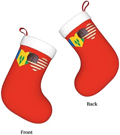 Cutedwarf Saint Vincent Grenadines דגל אמריקאי גרב חג המולד גרב חג המולד קישוט קלאסי 18 אינץ 'אח תליה גרב