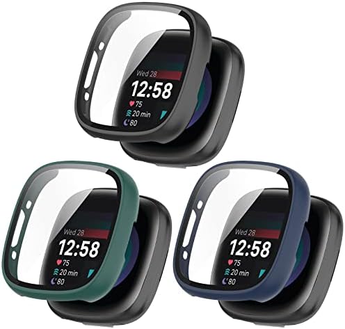 מחשב כיסוי מלא כיסוי מגן שעון כיסוי לכיסוי Fitbit Versa 4/Sense 2 מגן מסך זכוכית מחוסמת עבור Fitbit Versa