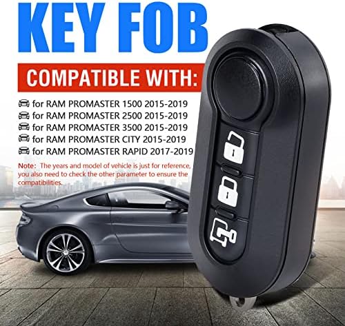 Keymall מחליף כניסה ללא מפתח מפתח מרחוק מפתח מרחוק עבור RAM PROMASTER 1500 2500 3500 עיר 2015-2019 מזהה FCC: RX2TRF198