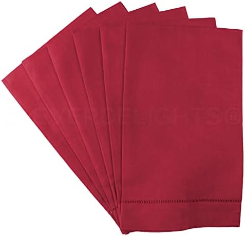 Cleverdelights אדום מגבות יד משופרות - 6 חבילות - 14 x 22 - 55/45 תערובת כותנה פשתן