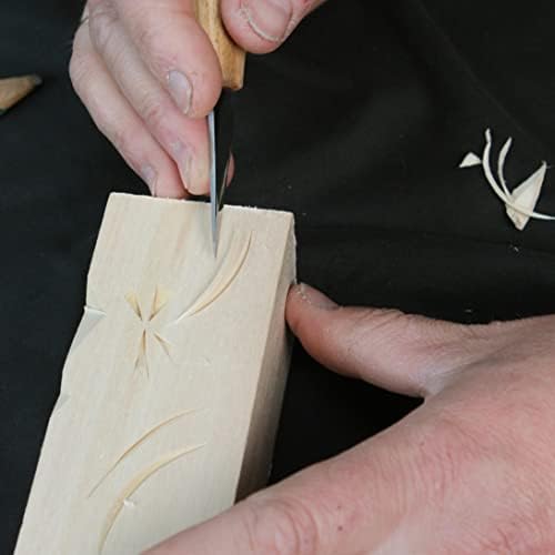 סכין פרט מעץ סטריי, סכין גילוף שבב 1.57 '' 15 מעלות לגילוף דמויות חפצים קטנים, סכין חיתוך עץ צרה K1540, חום