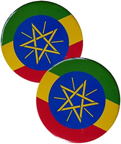 VMCOATDU עגול אתיופיה דגל נסיעות בינלאומיות סיכות גדולות סגסוגת העברת חום הדפסת מזכרת מתכתית לתרמיל בגדי כובע