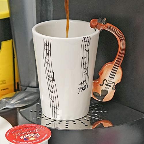 די מוזר חידושים כינור קרמיקה 8 עוז קפה מוסיקאי ספל, אחד גודל, לבן, פון-10213