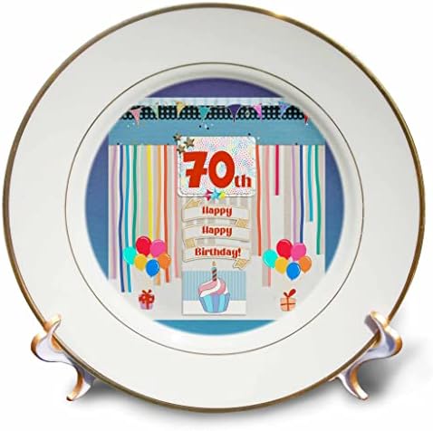 תמונת 3 של תמונת יום הולדת 70, קאפקייקס, נר, בלונים, מתנה, זרמים - צלחות