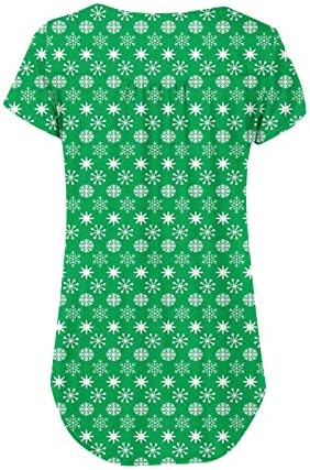 עץ חג המולד הדפס טשירטים לנשים פתית שלג טוניקה גרפית עליונה רופפת חולצות חולצות חולצות חולצות חולצות סוודאות חולצות