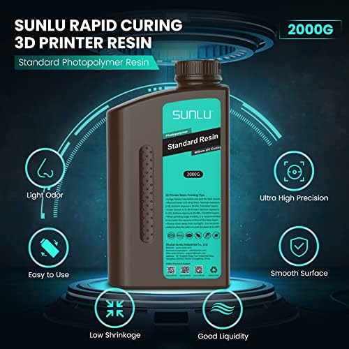Sunlu 3D מדפסת שרף, 2000 גרם פוטופולימר סטנדרטי 405nm UV ריפוי שרף לריפוי 4K/8K LCD/DLP/SLA שרף 3D מדפסת & SUNLU 3D