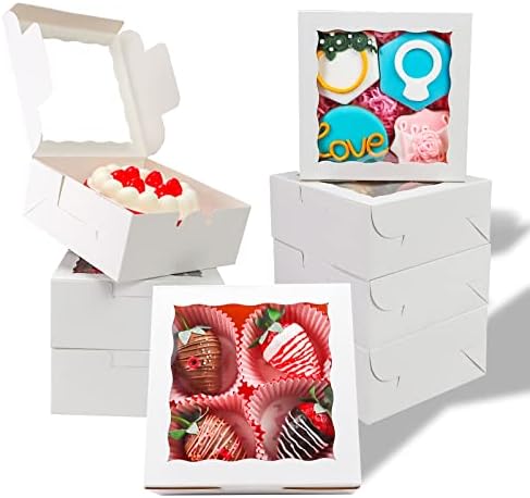 סלשפאק 20 יחידות 6& 34; איקס 6& 34; איקס 2 סוּס קופסאות מאפייה לבנות עם קופסאות עוגיות חלון קופסאות עוגה קטנות