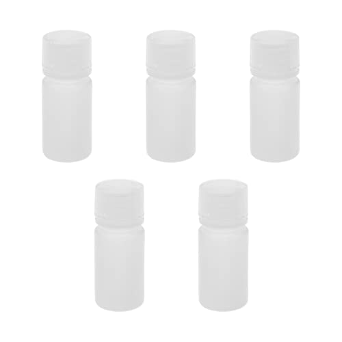 אותמרו 5 יחידות 0.5 עוז מיכלי פלסטיק מעבדה בקבוקי ריאגנט כימי, 15 מ ל פה קטן נוזלי בקבוקי אחסון מוצקים עגולים מיכלי
