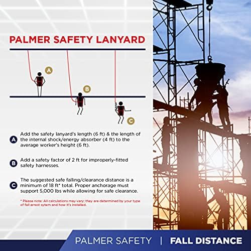 ערכת רתמת בטיחות לבטיחות של פאלמר בטיחות פאלמר רתמת בנייה רתמת בנייה + שרוך שונה + מאריך טבעת D