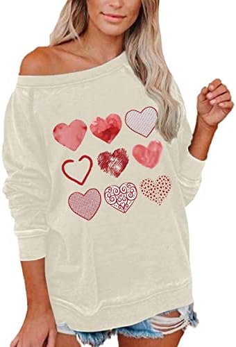 נשים אהבה חמודה צמרות לב ולנטיין חולצה גרפית חולצות חג האהבה שמח חולצות מזדמנים סוודר