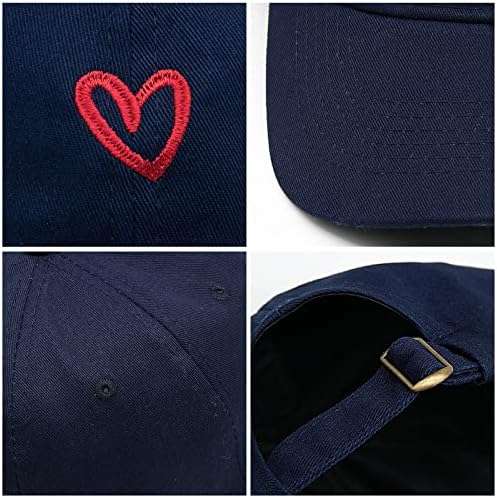 ימייז כותנה כותנה כובע בייסבול לב - אבא כובע גולף מתכוונן כובע שמש עם כובע חור קוקו יוניסקס.