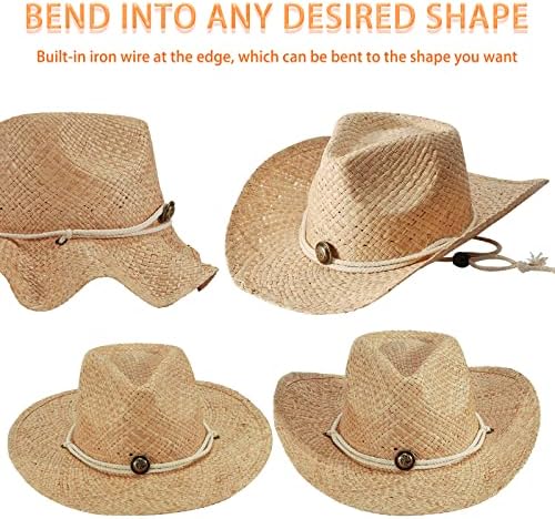 כובעי בוקרים קאובוי קש לנשים גברים קיץ חוף כובע שמש פנמה רחבה כובע מערבי
