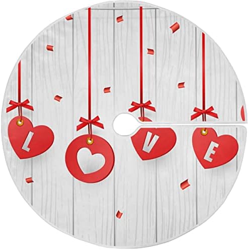 Oarencol Valentines Heart Love White Witen עץ חג המולד חצאית 36 אינץ 'חג המולד של מסיבת חג קישוטים