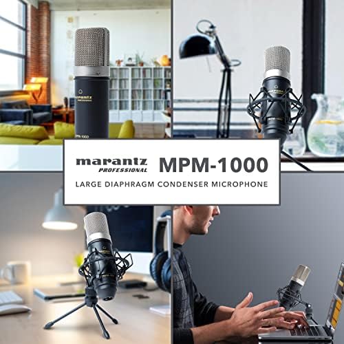 מרנץ מקצועי-1000 - אולפן הקלטות מיקרופון קונדנסר עם מעמד שולחן עבודה וכבלים-לפרויקטים של פודקאסט וסטרימינג