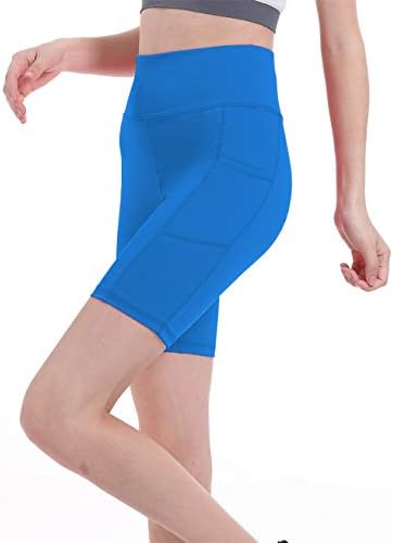 נוליות לנשים בגודל 8 מותניים גבוהות יוגה קצרה אימון כיס בכיס בקרת בטן מכנסיים קצרים