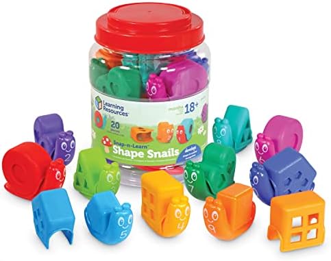 משאבי למידה Snap-N-Learn Shape חלזונות-20 חלקים, גיל 18+ חודשים פעילויות למידה פעוטות, צעצועים חינוכיים, צבע הצבע, צעצועי