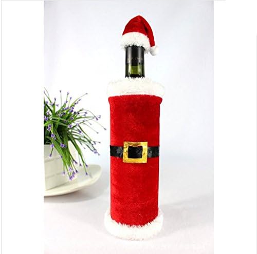 2 יח ' סט סנטה קלאוס בגדי כובע אדום יין רך חג המולד בקבוק כיסוי עבור חג המולד עיצוב הבית יין בקבוק סטים עם חגורה