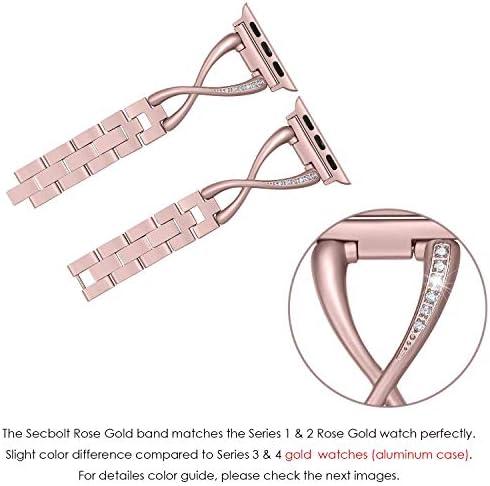 Secbolt 38 ממ Clear Bling Case עם מגן מסך ופס X-Link זהב ורד עבור Apple Watch 38 ממ IWatch Series 3/2/1