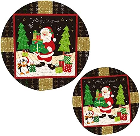 Umiriko חג המולד של סנטה קלאוס מחזיקי סיר טריבטים מוגדרים 2 מחשבים, פוטלים לעיצוב מטבח, טריבטי אריגת חוטי כותנה