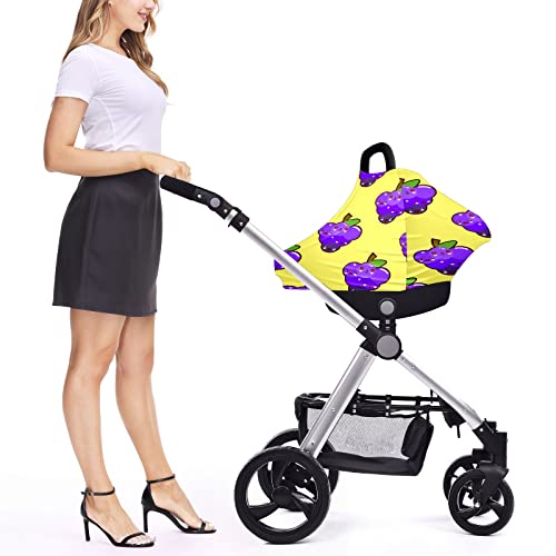 מושב מכונית לתינוק מכסה ענבי נשיקה סגולים דפוס כיסוי סיעוד צהוב כיסוי עגלת צעיף הנקה לחופית עגלת תינוקות רב -שימושי לתינוקות