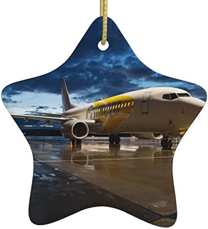 מטוס באור הערב 2022 תליון קרמיקה לחג המולד לקישוט עץ חג המולד