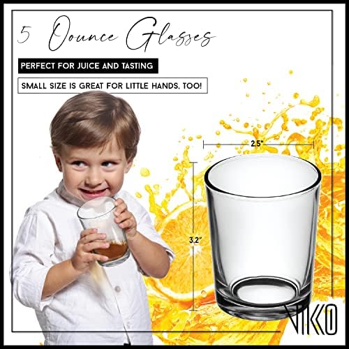 ויקו 5 אונקיה קטן מיץ משקפיים, כבד בסיס כלי זכוכית, מיני כוסות לשתיית מיץ תפוזים, מים, ילדים זכוכית שתיית משקפיים לטעימה,