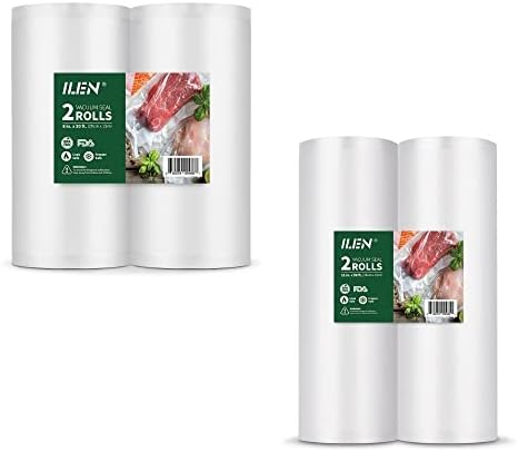 אילן שקיות איטום ואקום 2 חבילות 8''X50 'גלילי ו -2 חבילות 11''X50' BPA כבד חינם לחיסכון במזון, סוס ויד, הכנת ארוחות