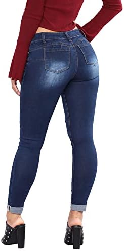 מכנסי ג'ינס פלוס נשים בגודל מותניים גבוה