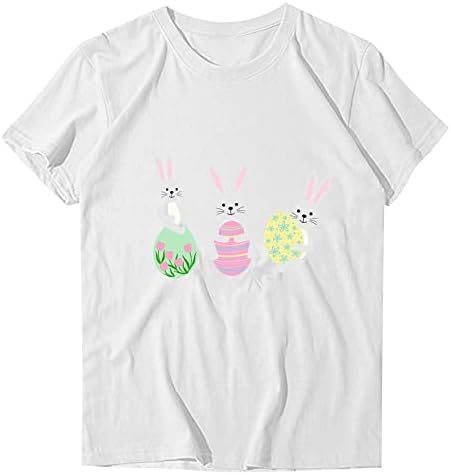 חולצת הדפס ארנב של ארנב נשים חולצות טי מודפסות שרוול קצר שרוול קיץ חולצת חג הפסחא טוניקה טוניקה חולצה סיבתית