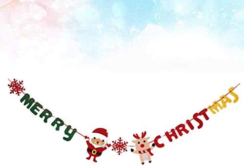 כרזות Wakauto 3 יחידות מכתב באנר חג מולד שמח מורגש תלייה מצוירת כובעי סנטה כובעי עץ צבי קישוטי עץ גרלנד חג המולד