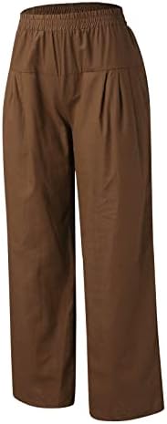 מכנסי קאפרי קיץ לנשים מכנסיים מוצקים מזדמנים מכנסיים נוחים מותניים אלסטיים עם כיסים