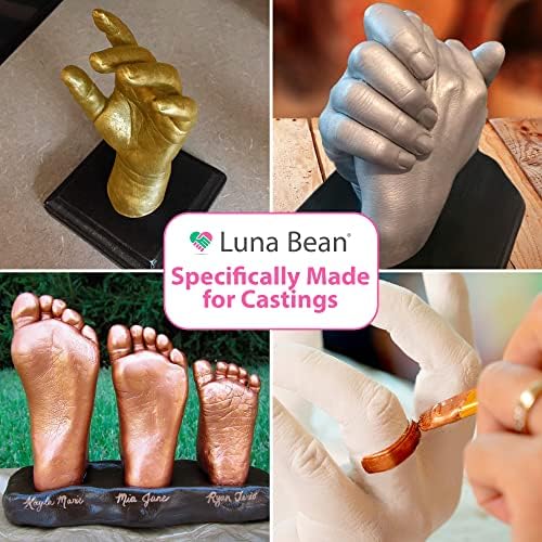 ערכת יציקת ידיים של Luna Bean - מתנות כלה מושלמות ומתנות זוגיות - כסף אקרילי מכסף, ברונזה וזהב מתכת