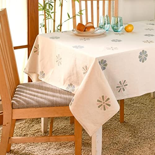 בד שולחן תרבות עממית 60 איקס 84, מפת שולחן מלבן כותנה לעיצוב מטבח, מפת שולחן מבד לבן או כיסוי שולחן חיצוני