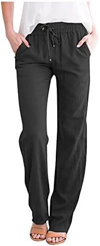 מכנסי יוגה רכים מכנסי יוגה רכים מוליכים מוצקים מכנסי טרנינג מכנסי טרנינג כותנה פשתן רגל רחבה ישר מכנסיים פעילים