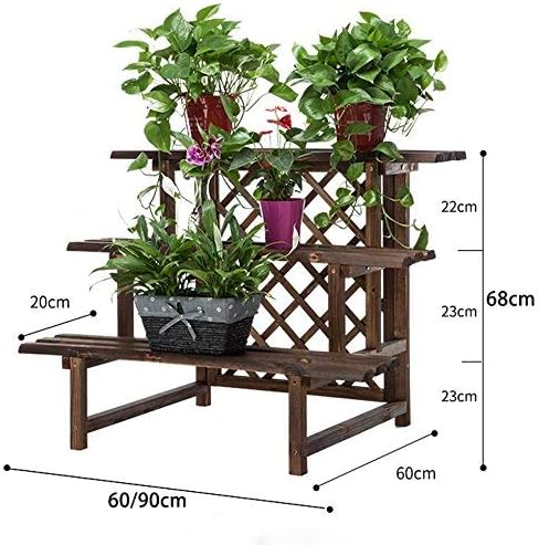 צמח MKKM עמדת מתלה פרחי ברזל, מתלה עציץ מרפסת מרפסת רב שכבית, מתקן מתקין חינם של מדף פרחים מתלה פרחים, 90