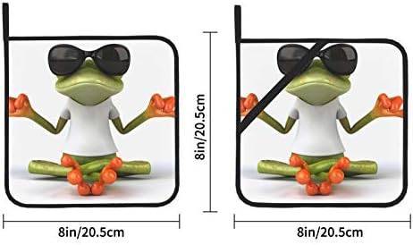 צפרדעי מצחיק מדיטציה יוגה צפרדעי מגבות מטבח ומחזיק סיר מערכים רפידות חמות עמידות בחום 2 PCS רפידות חמות 8 × 8 אינץ 'לבישול