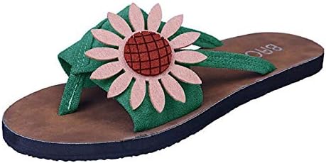נעלי לנשים נעלי נשים קיץ פרחי קיץ זמש זמש בוהן בוהן נעלי חוף מזדמן הפוך פליפות שטוחות קשת תומכות סנדלים לבוש