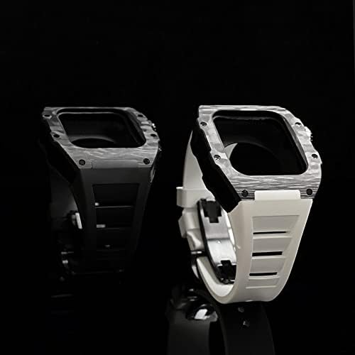 סט רצועת סיבי פחמן יוקרה של Kappde סט רצועת Apple Watch 8 7 45 ממ 6 5 4 SE 44 ממ פס גומי ערכת שינוי DIY עבור