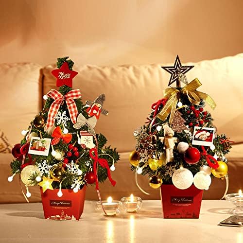 קישוטים לחג המולד של NC מיני עץ חג המולד סט שולחן חג המולד סט עץ חג המולד 60 סמ עץ חג המולד אדום זהוב