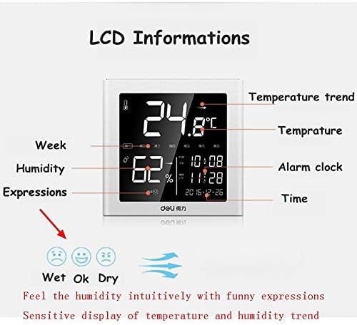 מד טמפרטורה ולחות חשמלי עם שעון זמן תאריך פונקצית מדחום