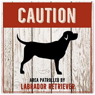Evans1nism שלטי עץ זהירות אזור סיור על ידי Labrador Retriever שלט כלב שלט קיר כלבים גורים דקורטיביים ביתי אמנות