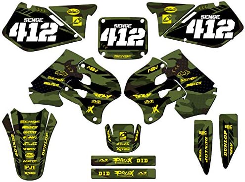 1996-1998 RM 125 Apache Green Senge Graphics ערכה מלאה עם Rider I.D. תואם לסוזוקי