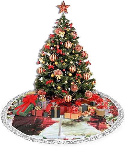חצאית עץ חג המולד של כלב חג המולד, מחצלת חצאית עץ חג המולד עם ציצית לעיצוב מסיבת חתונה לחג 48