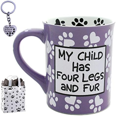 ספל קפה של אמא של כלב, מחזיק מפתחות ותיק הדפסים - סט מתנות של חובבי כלבים רב -חבילות