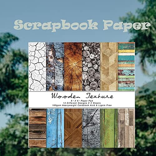 Bestgift Scrpabook Paids נייר חד צדדי, 6 x6 דפוסי מרקם מעץ הדפסת נייר דקורטיבי 2 עיצובים אוסף קרטון חג לפרויקטים בעבודת