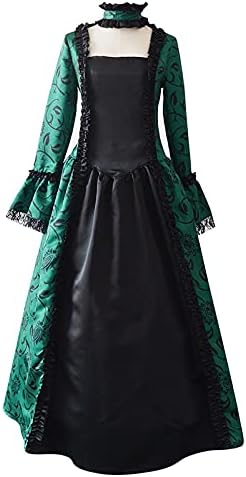 נדנדה שמלות לנשים מימי הביניים בציר משפט שמלת גולף תחרה פרחוני מקסי כדור שמלת ליל כל הקדושים גותי שמלה